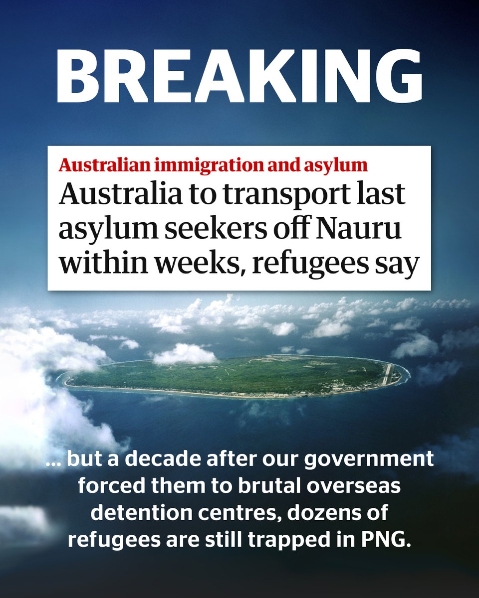 ASRC1's tweet image. The last few refugees our government exiled to Nauru could be evacuated in weeks.

A decade after forcing them to brutal overseas detention, our government can't deny responsibility for the health and safety of the last refugees trapped in PNG.

More👇
theguardian.com/australia-news…