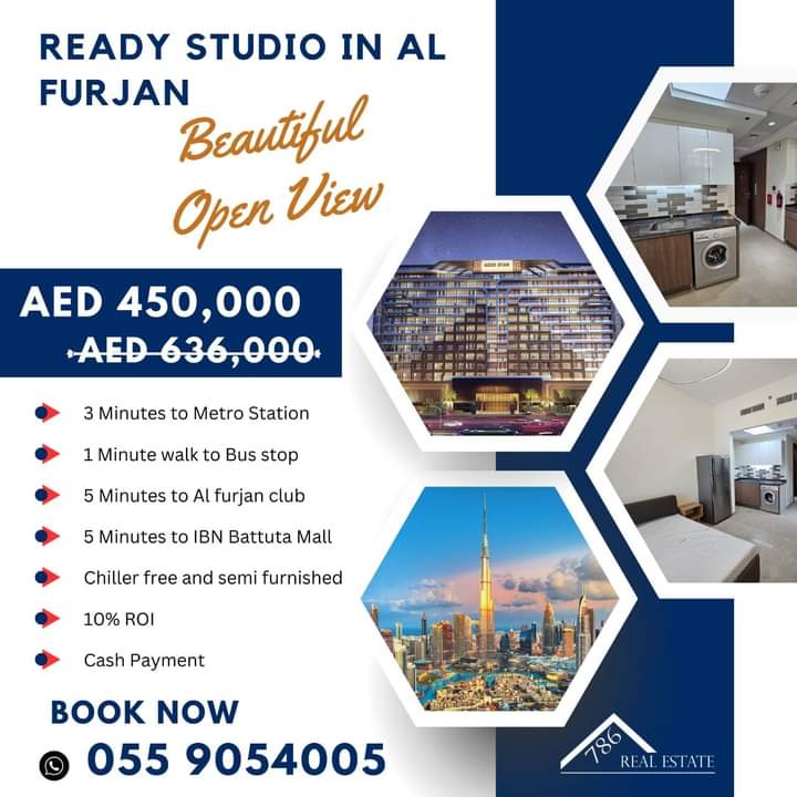🔹 Book your Studio Now! 🔹

🔥 Ready Studio in Al Furjan, Dubai 🔥
👉🏻 Originally priced at AED 636,000
👉🏻 Now available for just AED 450,000 AED

📞 For more information, please feel free to contact: 0559054005

#786RealEstate #SyedOwaisAliShah #Dubai #viral #investment #realtor