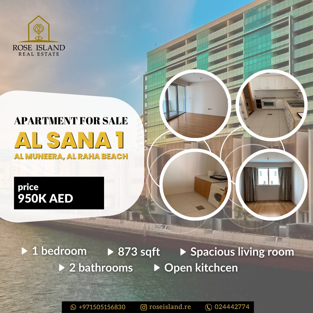 1 bedroom apartment for sale in al sand 1, al muneera , al raha beach. #alrahabeach #almuneera #alsana #apartment #hotdeal #booknow #forsale #realestate #realtor #realty #newlisting #justlisted #propertylisting