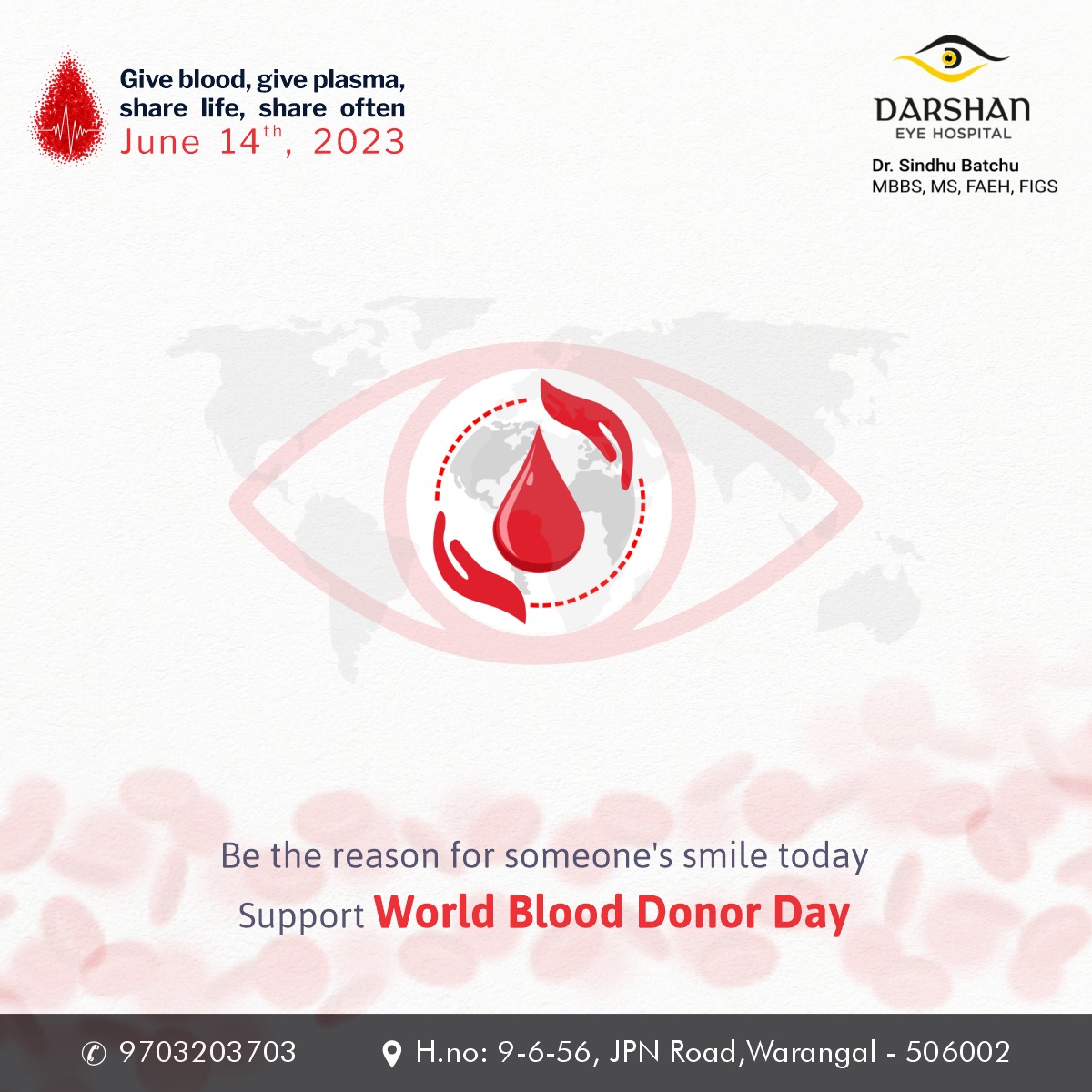 A single drop of blood can make a huge difference. 
.
.
.
.
.
#Darshaneyehospital #worldblooddonorday #blooddonorday #blooddonation #donateblood #blooddonor #blooddonationawareness #donatebloodsavealife #savelife