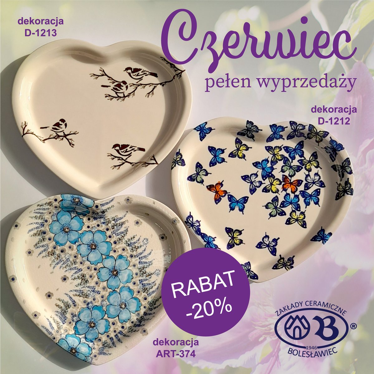 💥Rabat -20% na wybrane dekoracje💥 W Zakładach Ceramicznych „BOLESŁAWIEC” czerwiec jest pełen wyprzedaży. Zajrzyj na naszą stronę do zakładki ❤OKAZJE❤ i wybierz spośród wielu pięknych kształtów: filiżanki, kubki, czajniki ceramiczne i wiele innych naczyń z trwałej i zdrowej…