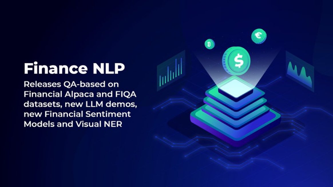 digitalhealthxx's tweet image. Finance NLP releases QA-based on Financial Alpaca and FIQA datasets, new LLM demos, new Financial Sentiment Models and Visual NER
Read more: hubs.li/Q01T1vJy0 
#ComputationalFinance #MachineLearningFinance #fintechfinance #AdvancedAnalytics #fintech @JohnSnowLabs