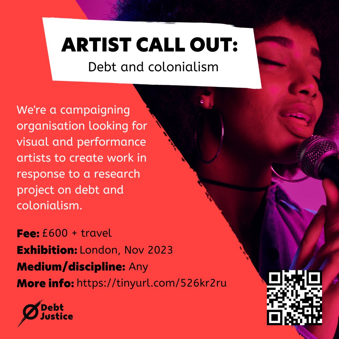 📣Don't fret if you missed our call for #Artists to showcase their incredible visual and performance #Art on #Debt and #Colonialism at our upcoming #Exhibition. You're in luck! We've extended the deadline until June 21st. 🗓️

For all the details, check out debtjustice.org.uk/news/artist-ca…