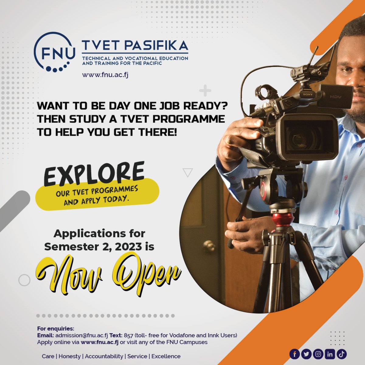 FNUFiji's tweet photo. ✅ Are you looking to get ready for the job market on day one?

Then studying a TVET programme is the right choice for you! With the right skills and knowledge, you can be the most prepared for the job market and give yourself a head start.

#TeamFNU #TVETProgramme https://t.co/vu1jLKUIDJ