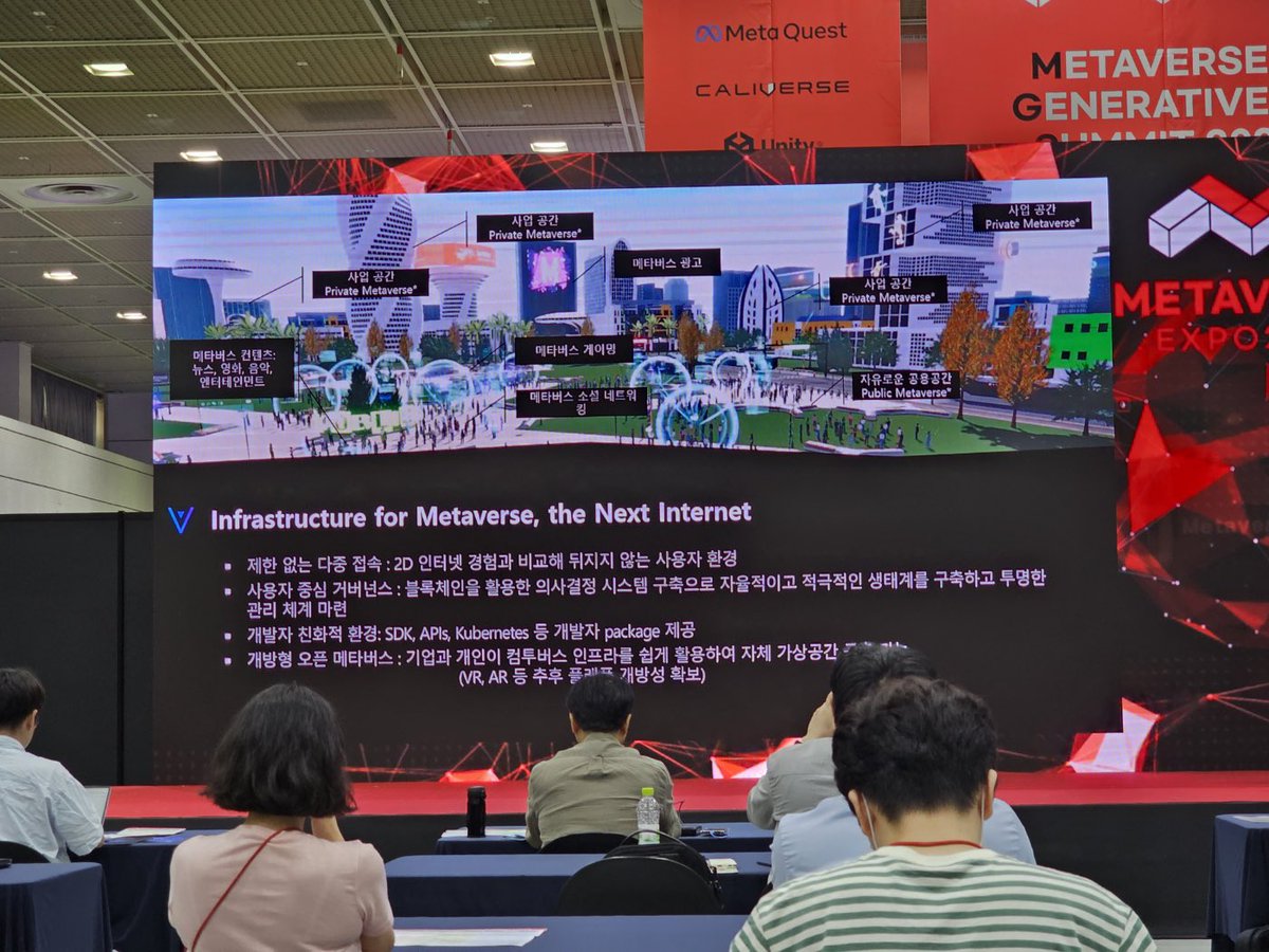 kyuclee's tweet photo. Richard Lee, CEO of #Com2Verse speaks at the Metaverse & Generative AI Summit 2023 on the ‘Daily Life Changes from Metaverse’. “#Metaverse is the advanced form of Internet in 3D.” “We will provide infra for an open metaverse.” Photo: https://t.co/plRK873IDJ https://t.co/Y6jebeHshy