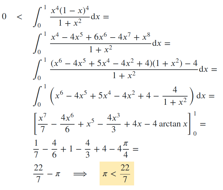 74WTungsteno's tweet photo. A fairly simple proof that π is slightly less, but very close to, 22/7 - via integration 🔬
https://t.co/JGt7fy8x3e
#math #science #iteachmath #mtbos #visualization #elearning #calculus https://t.co/VLxF8PfANx