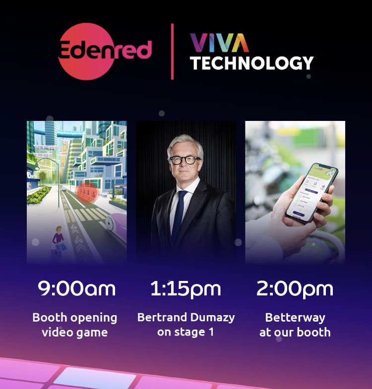 Take a look at Edenred’s program for this first day 👇

Meet us on our booth J59! #Vivatech