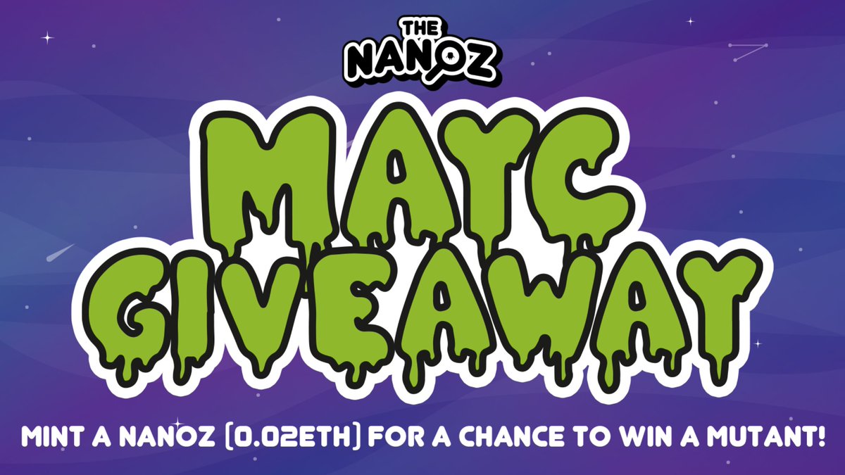 🚨MAYC GIVEAWAY🚨

Mint a <a href="/NanozUniverse/">Nanoz Universe | MINTING NOW</a> (.02eth) for a chance to win a Mutant Ape worth 17k$🧪

Mint ➡️ mint.thenanoz.com
More info ➡️ thenanoz.medium.com/win-a-mutant-a…

#Giveaway #NFTGiveaway