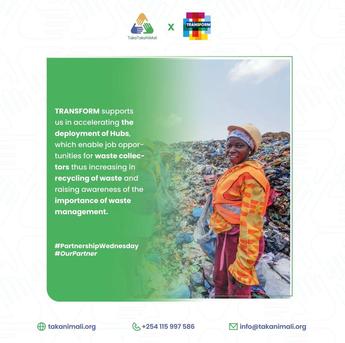 #OurPartners

To develop platforms that accelerate sustainability in driving the  creation of green jobs and supporting entrepreneurship in waste management, collaboration is essential. 

@TRANSFORM_SDGs supports us in accelerating the deployment of hubs