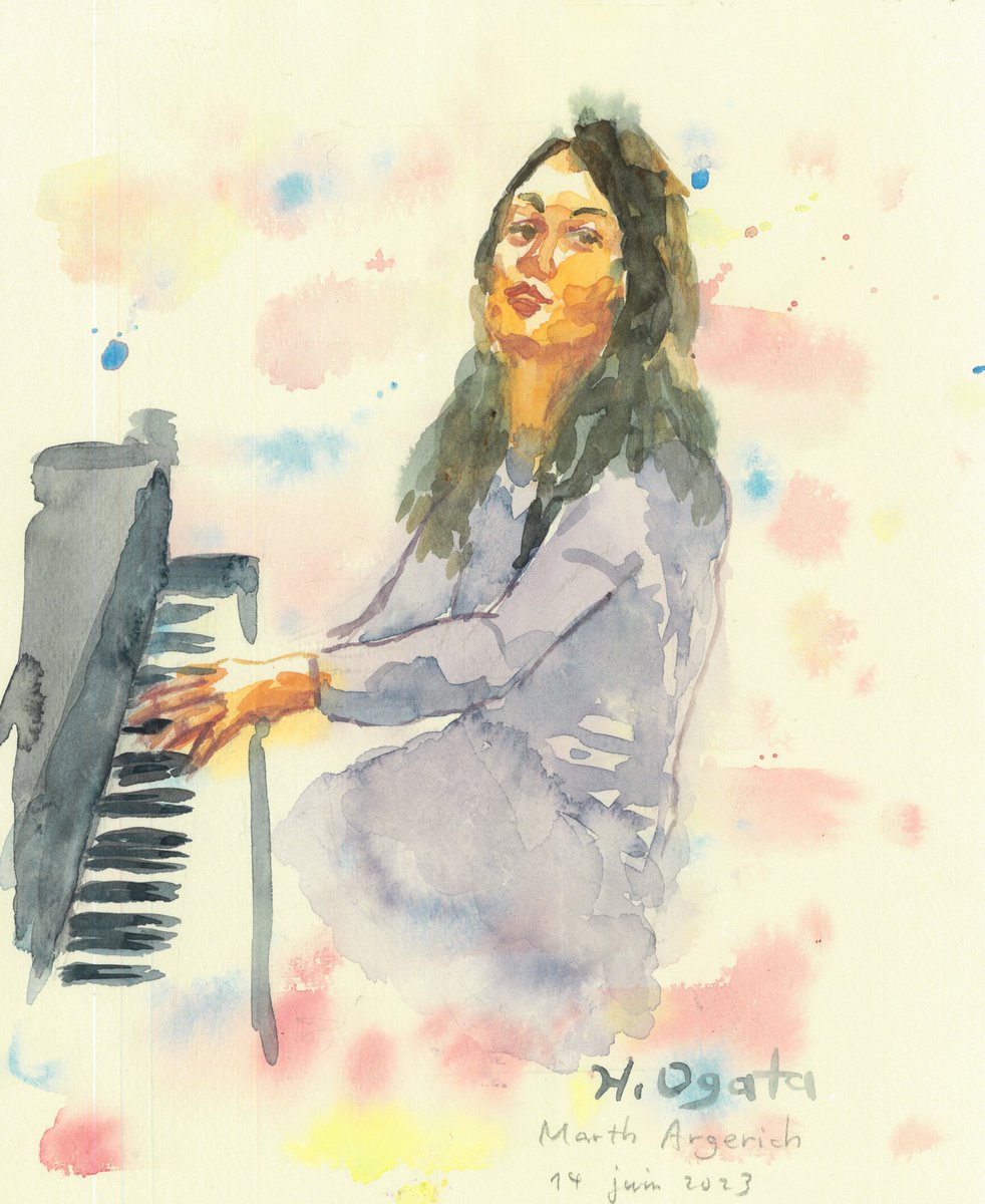 マルタ・アルゲリッチ Martha Argerich
＃水彩画　＃人物画　＃クラシック音楽　＃ピアノ
#watercolor #portrait #classicmusic #piano