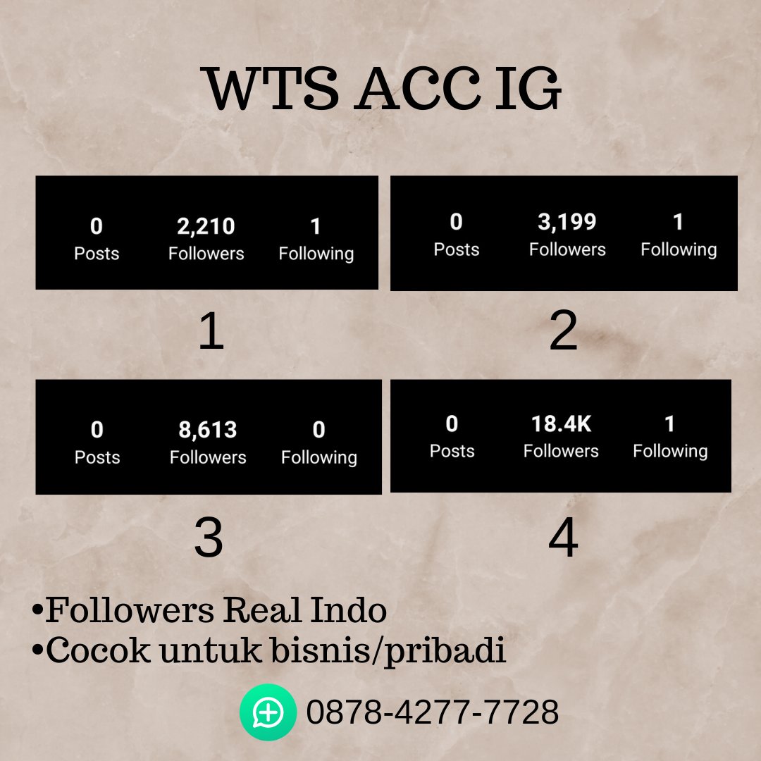 suitxcase's tweet photo. WTS ACC IG

- folls real indo bukan bot
- cocok untuk bisnis/pribadi
- pay via e-wallet
- minat bisa dm/chat wa di bio 

Price
1 = 85k
2 = 120k
3 = 300k
4 = Dm for price list

t. jual beli akun acc instagram, wts wtb akun acc ig, akun ig murah 

#zonauang #zonajajan #zonaba https://t.co/oVSOxvh1VN