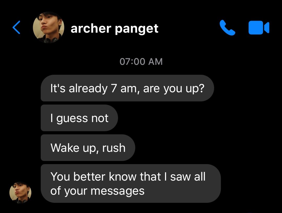 unsent.
a #jaywon mini au wherein,

rush (yjw) confessed his feelings to his friend through messenger but realizes that it's so cringey and unsent all the messages. little did he know, archer (pjs) saw all of it.