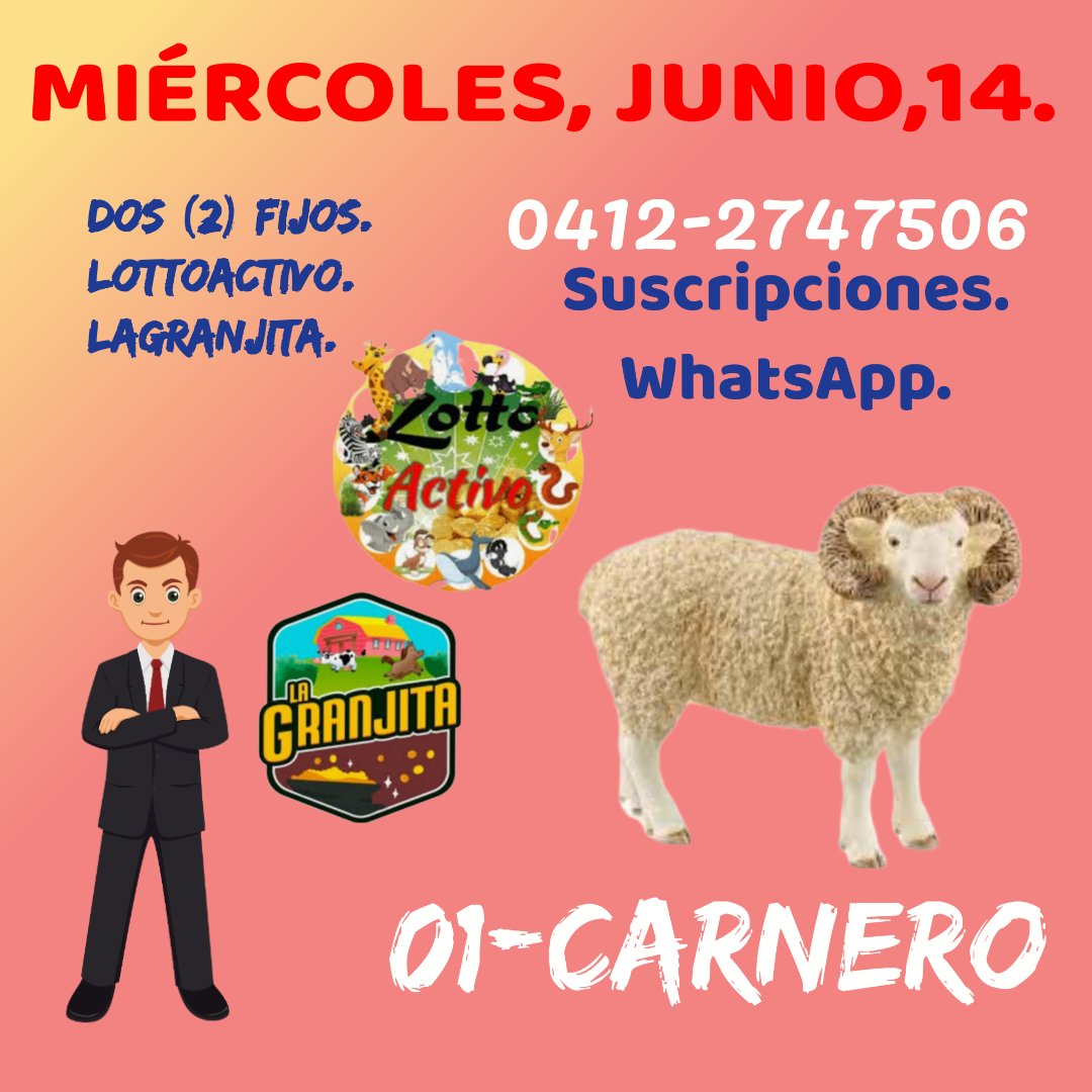 El regalito.!! 
#MIÉRCOLES 14 DE JUNIO 2023. #animalitos #LaGranjita #Lottoactivo 

Agradezco dar un retweet