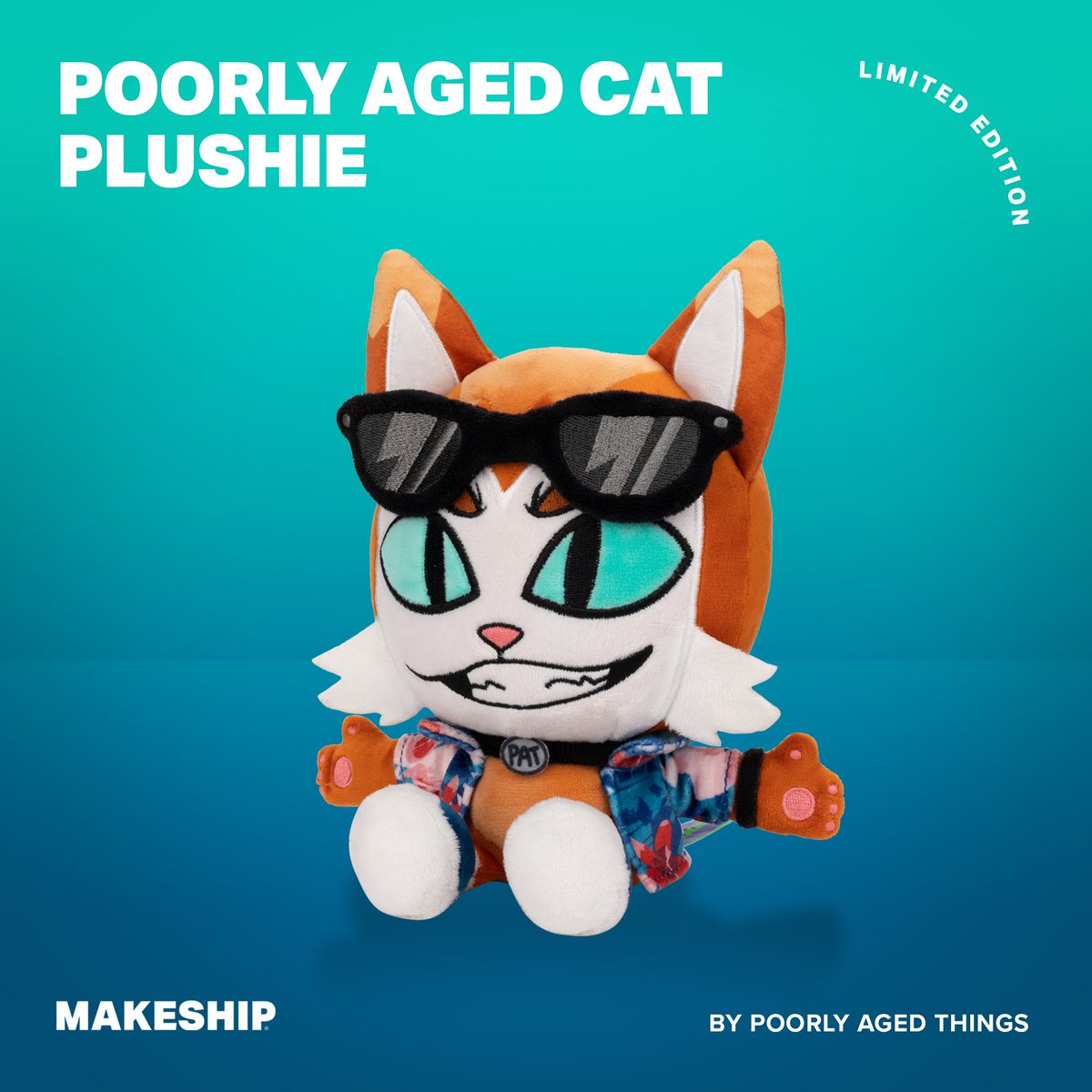 Happy to announce that I'm officially collaborating with @Makeship! 

The totally original and legally distinct Poorly Aged Cat is now available in plush form!

For every unit sold I'll be donating $1 of the profits to The Trevor Project.

makeship.com/products/poorl…