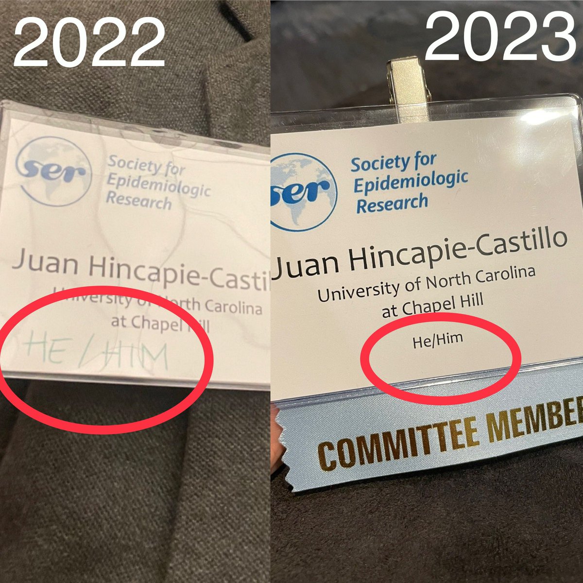 Don’t let people tell you advocacy doesn’t work. From handwriting pronouns in 2022 to having them printed on badges in #SER2023! 🙌🏽🏳️‍🌈🏳️‍⚧️ the small but not-so-small things that matter! ❤️