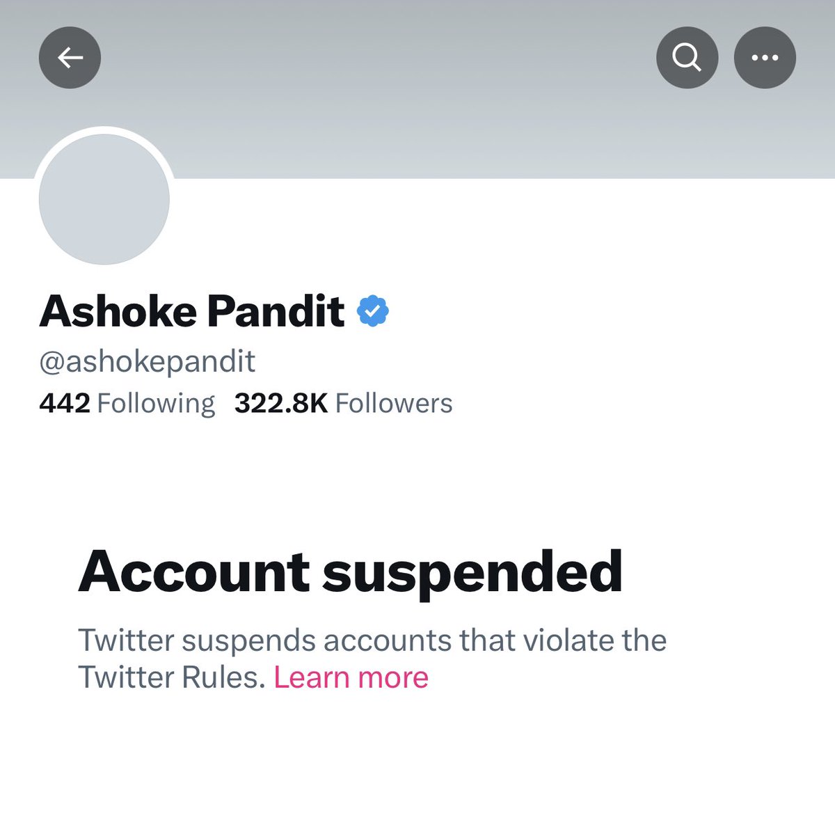 Thank you @Twitter for suspending the account of @ashokepandit . It was long overdue.

#TeamSAATH🤝