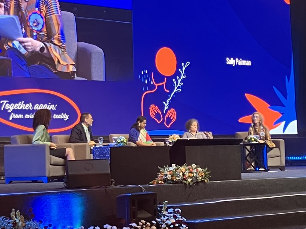 1st session of day 3 #ICM2023 courageous &amp; bold challenges, key messages: restful maternity care,  Indigenous pregnant women are disproportionately impacted by illnesses &amp; diseases &amp; experience racism. Is action to meet the  SDGs is advancing at the speed or scale required??