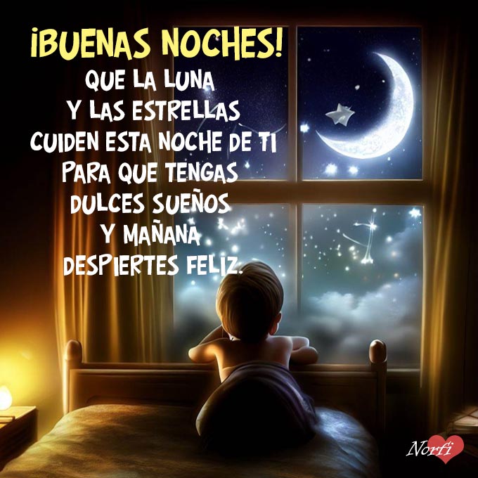 FrasesDeAmor on X: ¡Buenas noches! Que la Luna y las estrellas cuiden esta  noche de ti, para que tengas dulces sueños y mañana despiertes feliz.   #buenasnoches #feliznoche   / X