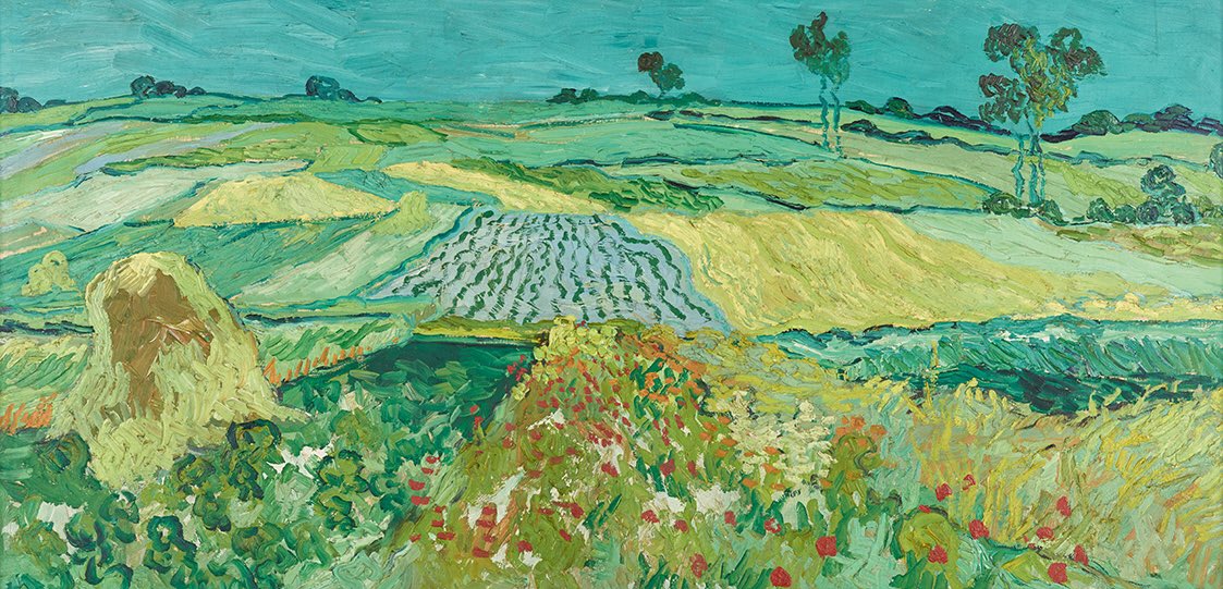 #VanGogh of the Day: The Plain of Auvers, June 1890. Oil on canvas, 50 × 101 cm. Belvedere Museum, Vienna. @belvederemuseum