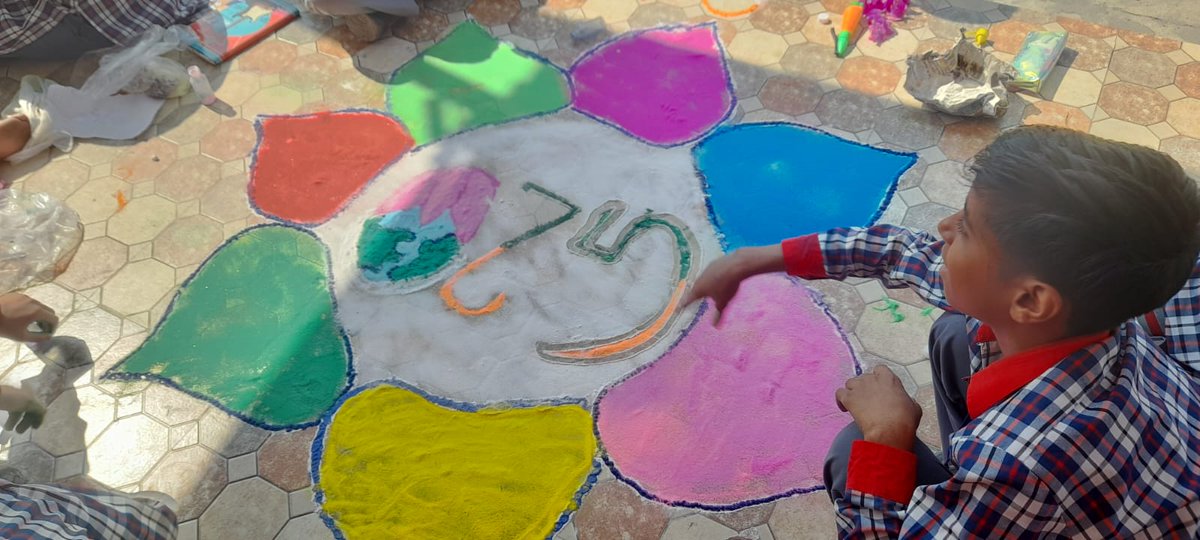 Activities under #जनभागीदारी G20 4th EdWG Meeting. Rangoli making @kvpithoragarh1  #kvsrodehradun #kvs_HQ #G20janbhagidari #ministryofeducation #G20India #G20