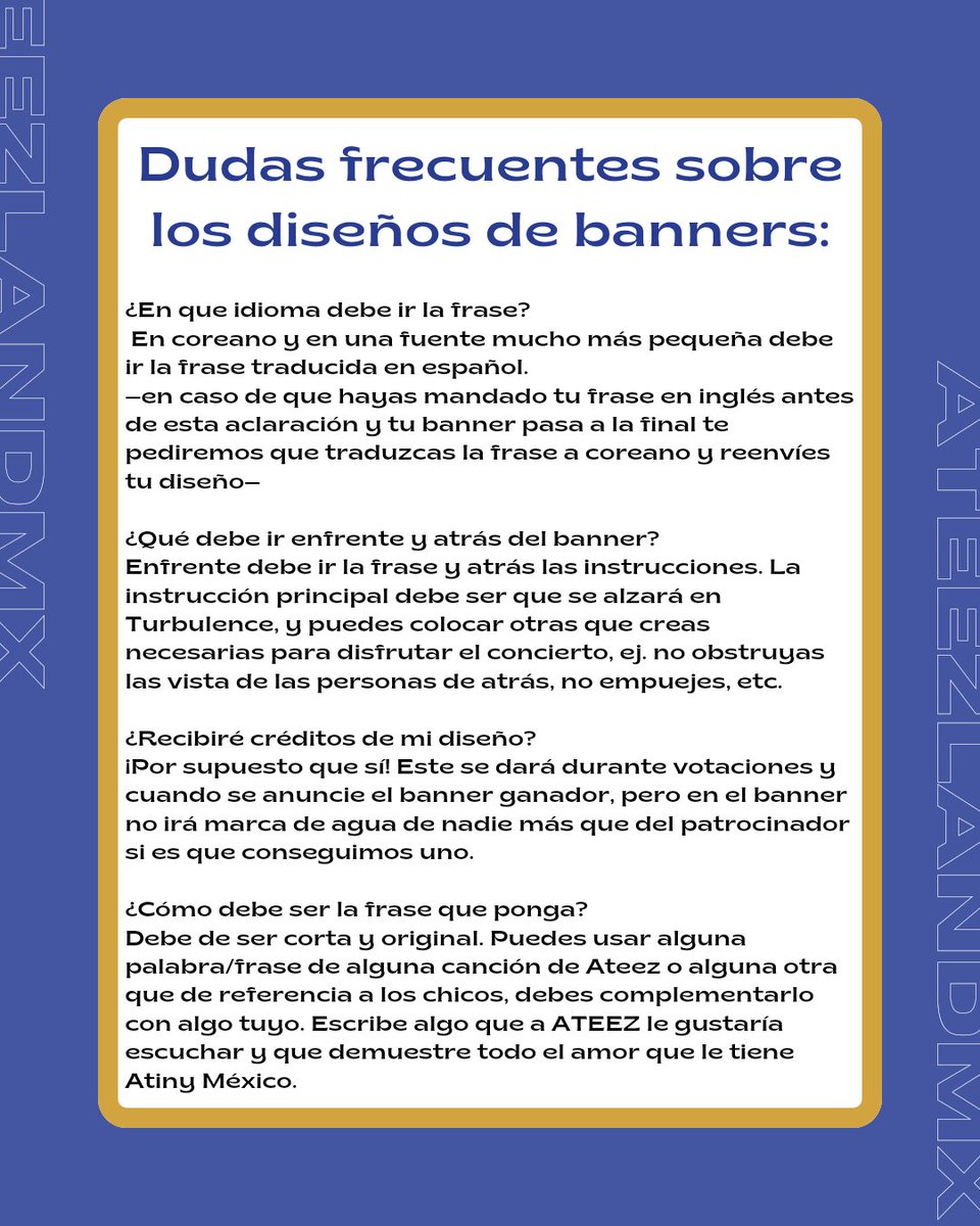 ATINY, te dejamos algunas dudas frecuentes y aclaraciomes que no pusimos en la convocatoria. 

Hoy 13 de junio habrá un space para aclarar otras que tengas!! 

#AtinyMXProyectoOficial #8tinymakes1teamx #ATEEZinMexico #TheFellowship #BreakthewallMex #ATEEZ #에이티즈