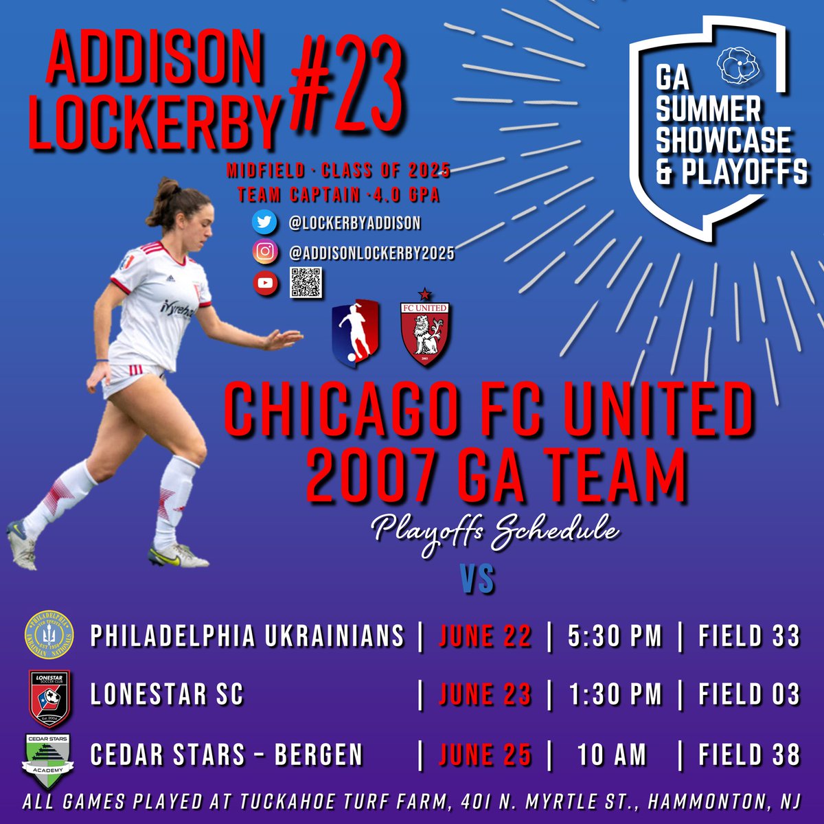 One week until #GASummer! Our @FCU2007GA schedule is below. So excited! 🔥⚽️

@ImYouthSoccer @TopDrawerSoccer @PrepSoccer @TheSoccerWire @JREskilson @ChicagoFCUnited @GAcademyLeague