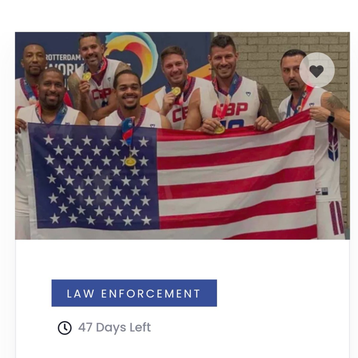 helpacop's tweet photo. Support CBP's USA team! This team has racked up a large number of titles in the last few years and they are looking to keep it going! Check out their campaign on https://t.co/AmyKObwYwo!
#BackTheBlue 
#helpacop https://t.co/wCNgUi0UI6