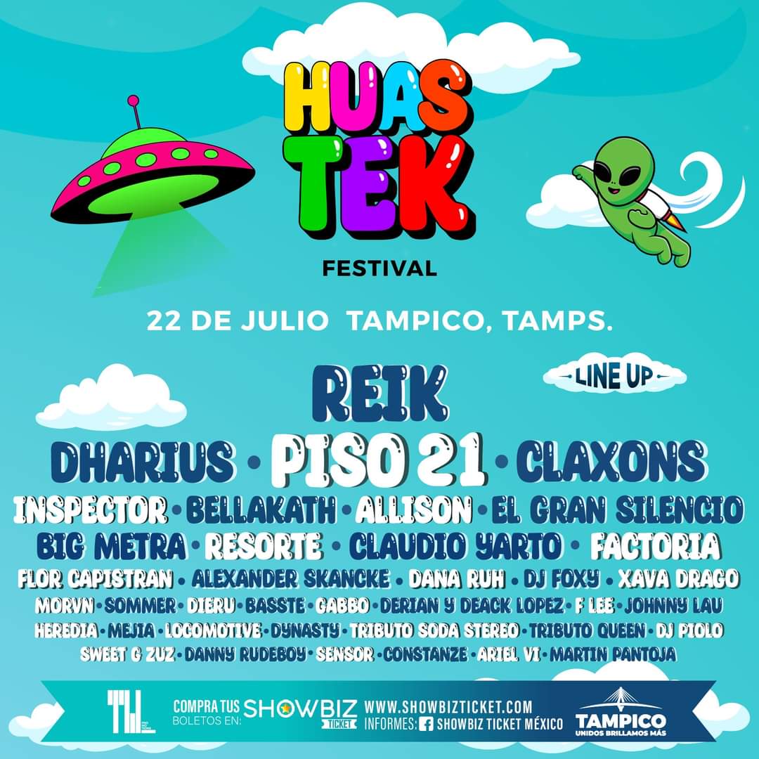 LineUp del <a href="/huastekfestival/">HUASTEK Festival</a> el Sábado 22 de Julio en el Recinto Ferial de #Tampico! 🎸