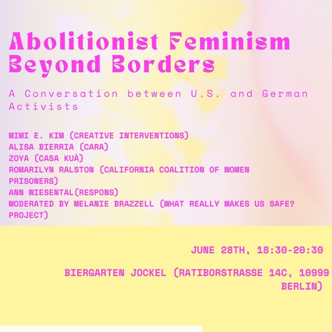 Wow, somehow all my #TransformativeJustice mentors are descending upon Berlin and I get to put them into conversation with my favorite Berliner comrades. Join us to talk #AbolitionFeminism beyond borders (livestream too): tinyurl.com/2p8ruvhm
@CIToolkit @survivepunish @c_c_w_p