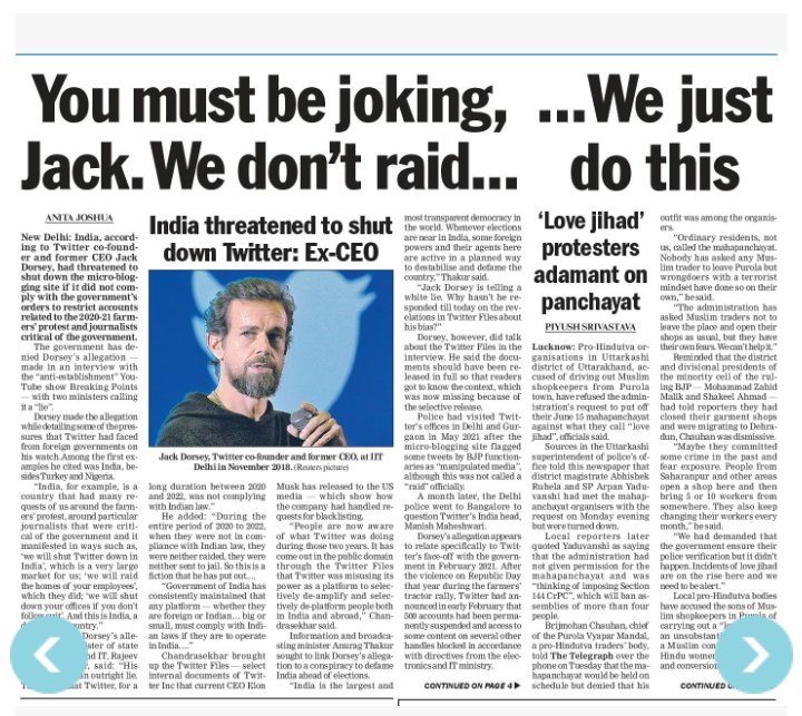 tanmoyofc's tweet photo. You are Joking Jack....We Just Do
• 7 Journalists have been put in Jail
• Kept #UmarKhalid in Jail for 1000+ days
• #StanSwami was arrested and he died in State custody
Now We
Started Ethnic Cleansing in #Manipur
Muslim Cleaning in #Uttarakhand
#JackDorsey #ManipurOnFire https://t.co/G7fOsHv00I