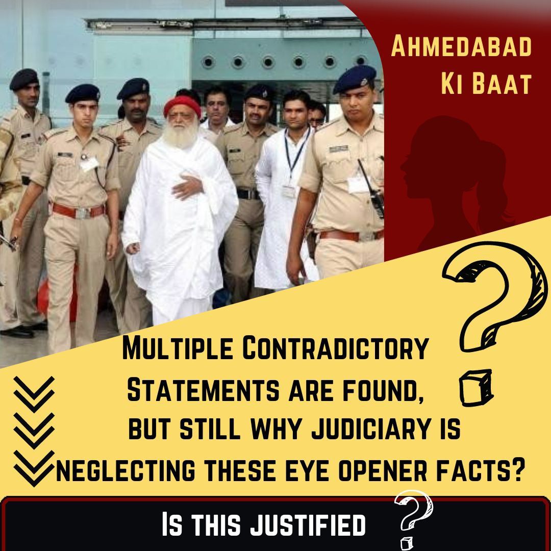 Let's do #Ahmedabad_Ki_Baat now

Clean Medical Report of the girl was found in Sant Shri Asharamji Bapu case.

Bcz of her Contradictory Statements, 6 co-accused were acquitted but Bapuji got life imprisonment on the basis of the same statements
Is It Justified? 

Flaws In Case