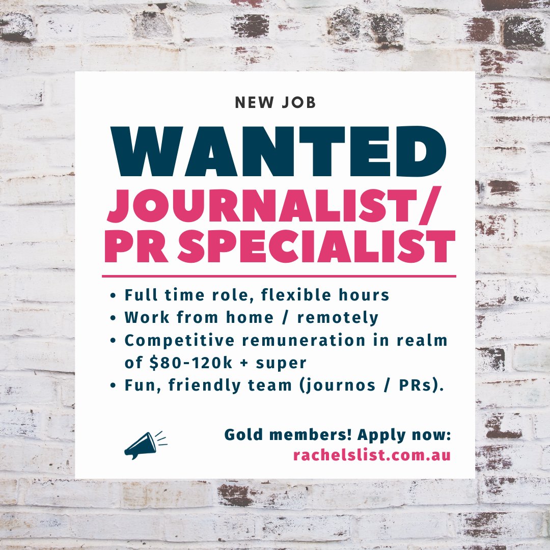 NEW: Full-time journalist / PR specialist to join fun, friendly firm of former journos and PRs - flexible hours, competitive salary (SYD, OFF-SITE) buff.ly/3p0SBGa #prjobs