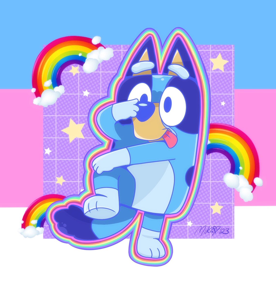 Happy Pride from Bluey. Whoever you are, be you - but be proud. 🏳️‍🌈

#Bluey #blueyfanart #PrideMonth #prideART #Pride2023
