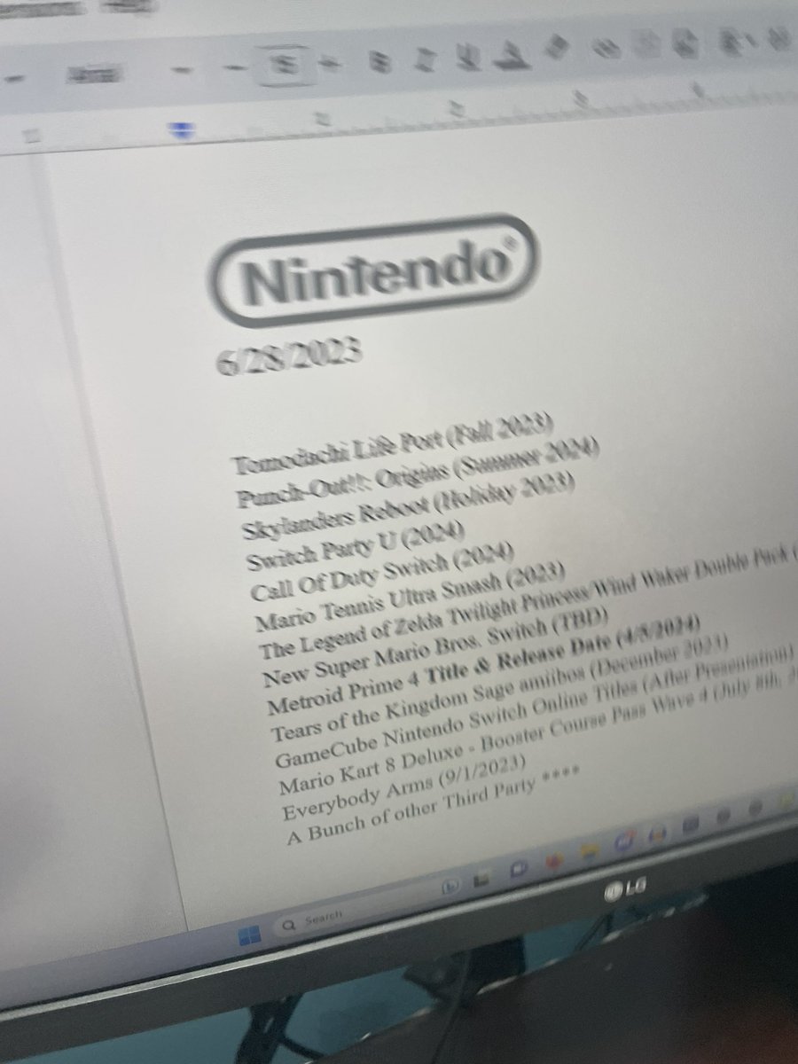 Was This a Real Leaked 'Script' of the Next Nintendo Direct?