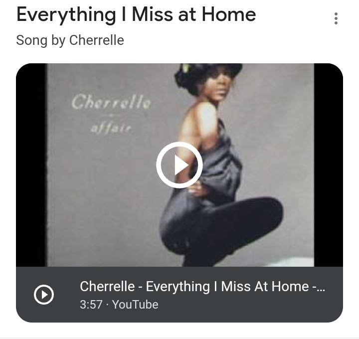 Everything I Miss At Home. By Cherrelle. Released in 1988, From Her Album, Affair. Written By Jimmy Jam and Terry Lewis. This is one of my Favorites. Hands Down! Jimmy and Terry were in their Bag. It went No.1 on the RandB Chart. This Musical Relationship was always on point!
