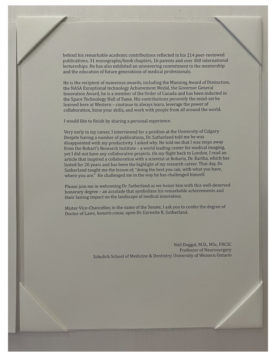 Dr. Garnette Sutherland received an honorary Doctorate from the University of Western Ontario for his pioneering work on project Neuroarm- an intraoperative robotics platform for brain surgery. 

Congratulations Dr. Sutherland!!