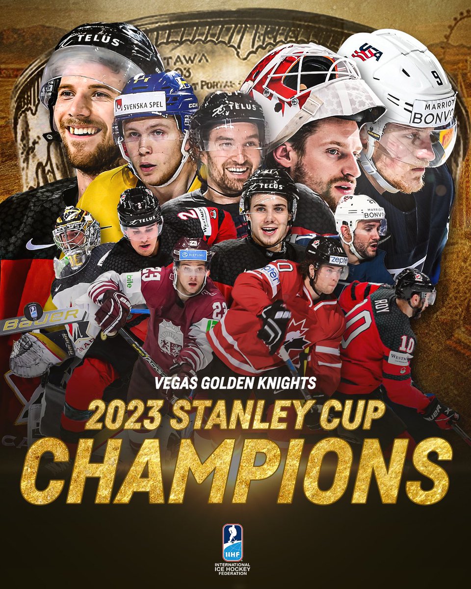 Congratulations to the @goldenknights on winning the 2023 NHL #StanleyCup! 

This win is giving off some serious #IIHFWorlds and #WorldJuniors memories. @lhf_lv @hockeycanada @usahockey @trekronorse