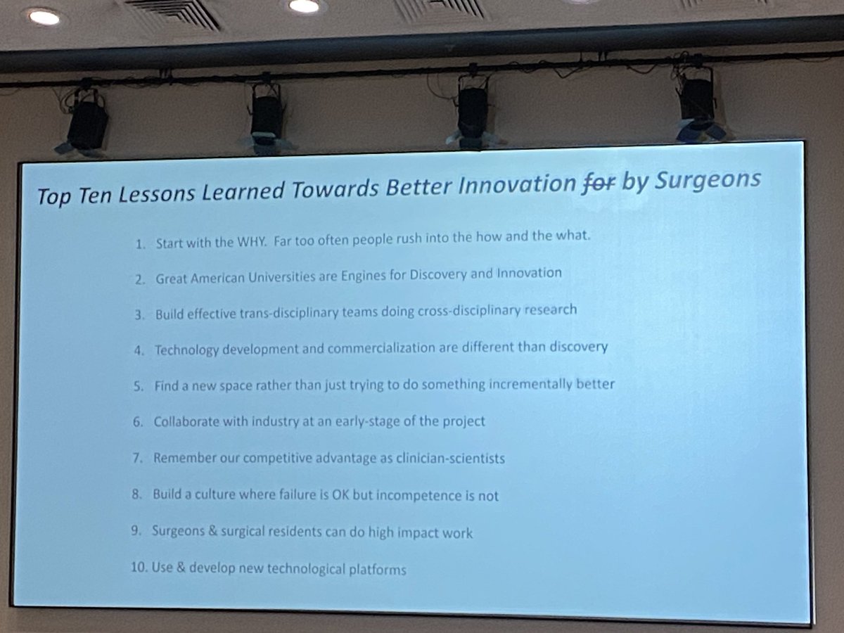 Grateful @UnivSurg President @tdonahuemd came to @UABSurgery for the Aldrete lectureship to share his top 10 lessons learned in innovation by surgeons!