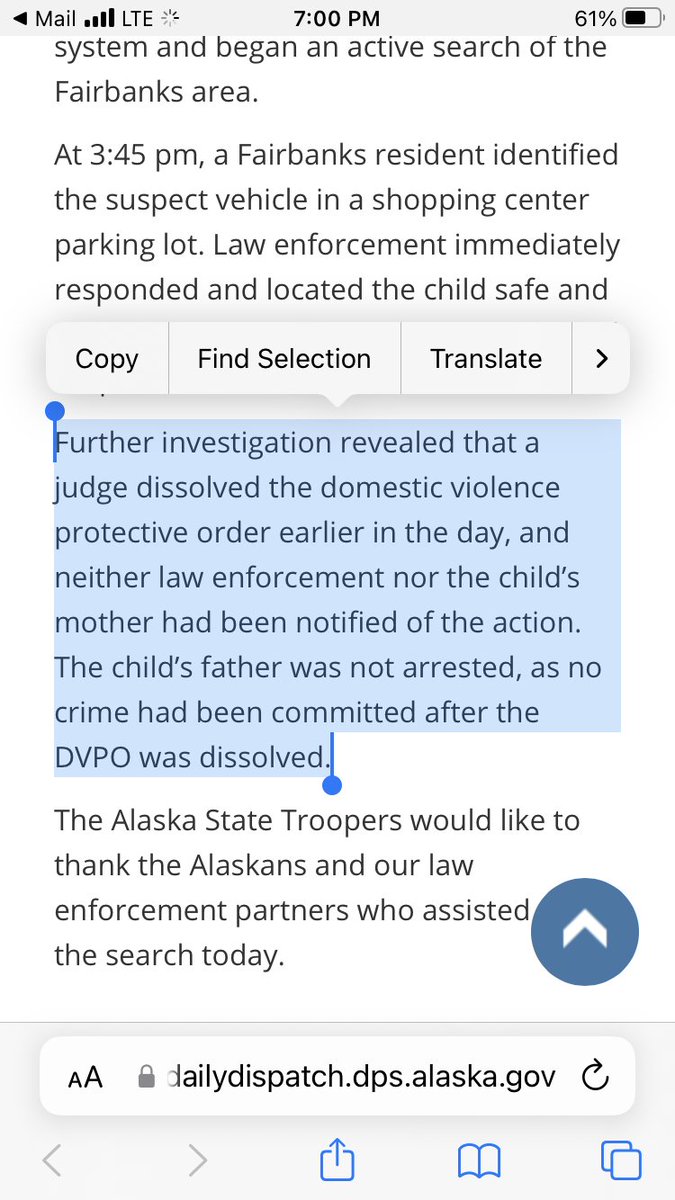 Turns out today’s statewide Alaska Amber Alert was a false alarm, which is … not great, given that law enforcement blasted out someone’s ID on all channels and haven’t done the same with the false alarm notification. #akleg