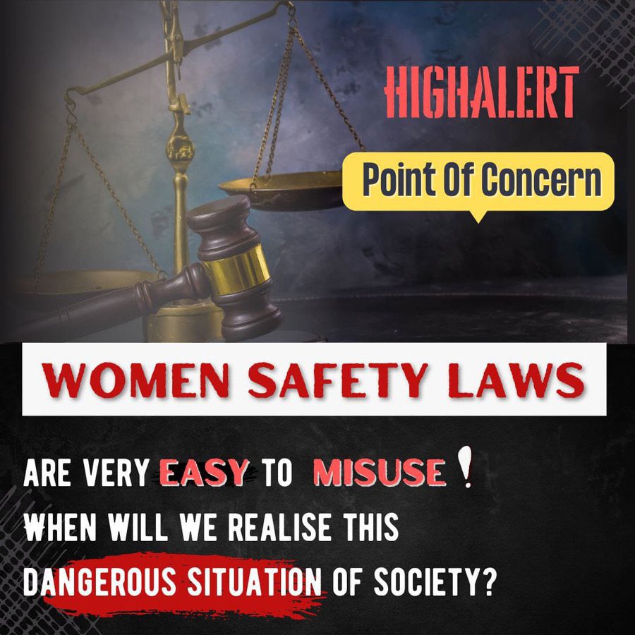 Point Of Concern about misuse of laws which is imposed for safety of women.
 
It is so taken for granted that at any moment any false allegation can destroy a man’s life.

In all this, Aapka Kya Hoga, if someone misuses law against you? #HighAlert