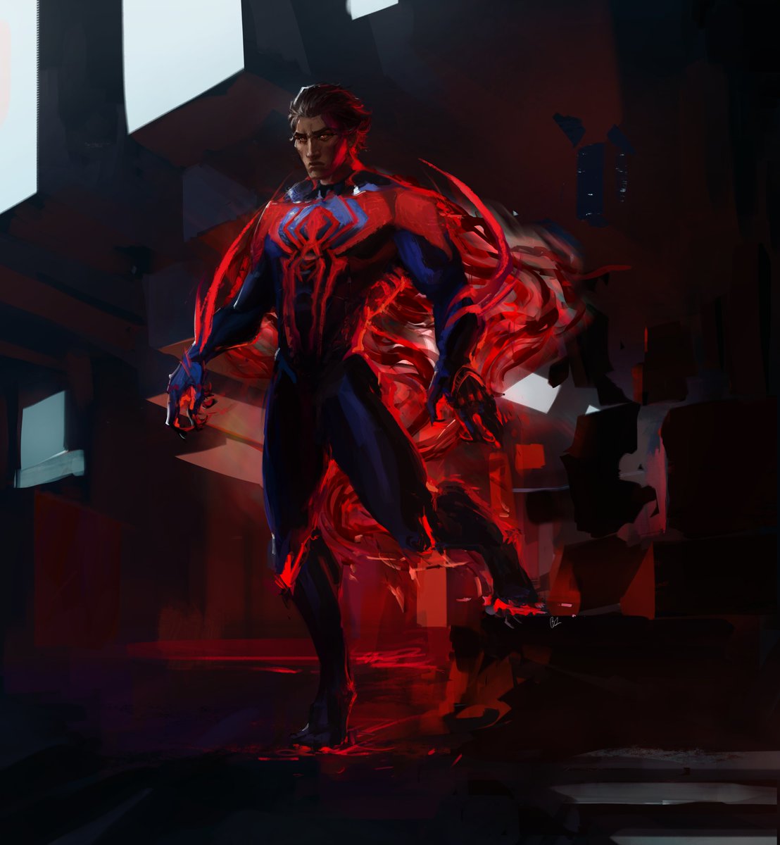 Really wanted to draw #MiguelOHara📷 with some flair from Control  - The colours just fit so well  

#AcrossTheSpiderVerse📷 (Reuploaded with some fixes)