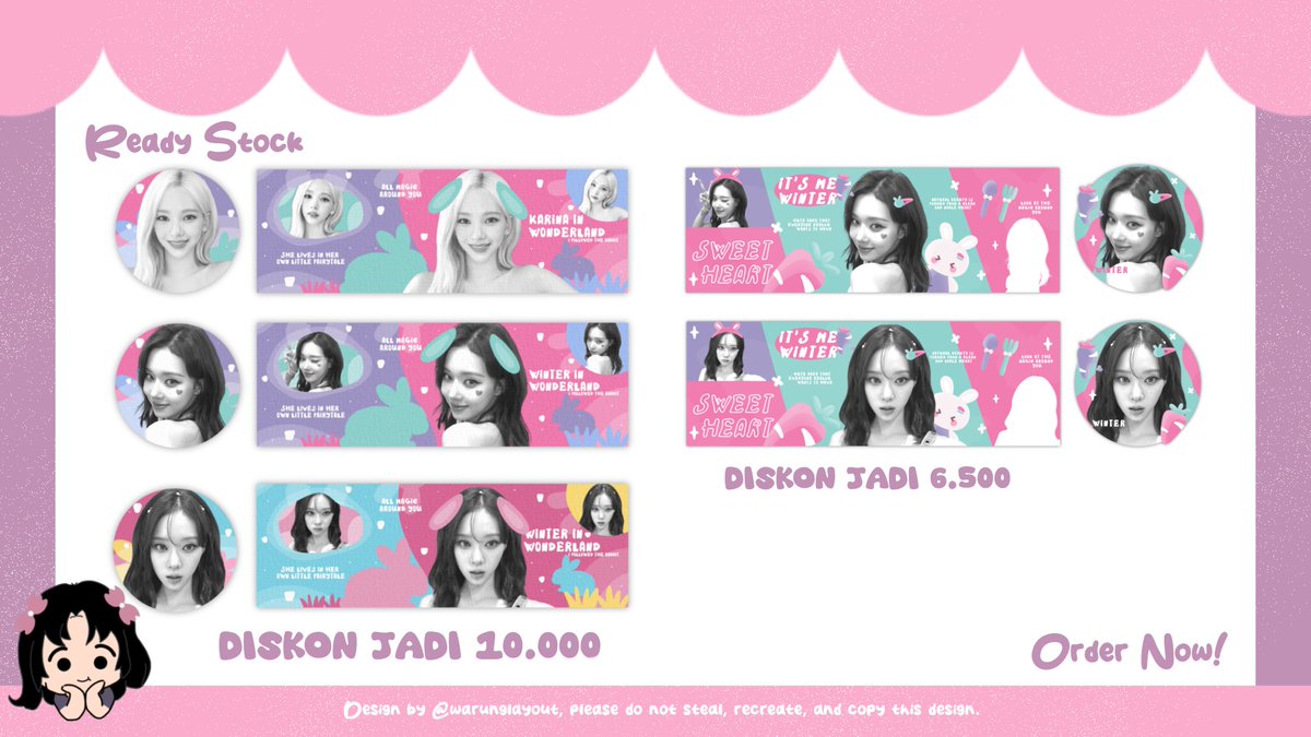 — help rt thank you 🐇💭

Hi sweeties ʕ·ᴥ·　ʔ aku ada layout ready stock gg nih, ada flash sale juga di pict 3 dan 4. Harganya bisa dilihat di pict yaa 🐰 payment Qris.

note : yang mau order bisa mention atau lewat tele di pinned 🍓

#zonauang #zonaba #zonajajan