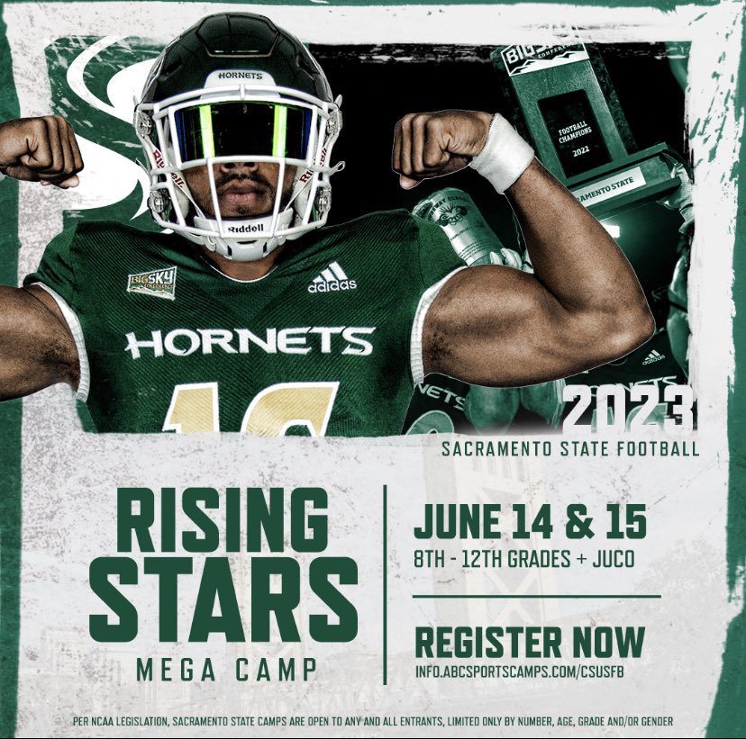 codywong552's tweet photo. Excited to compete tomorrow at the @SacHornetsFB rising stars camp @CoachCarskie @CoachAThompson @coachkmr @CoachKPaulson @coachbrayroman @CoachFogie https://t.co/FKbE9wTGeQ