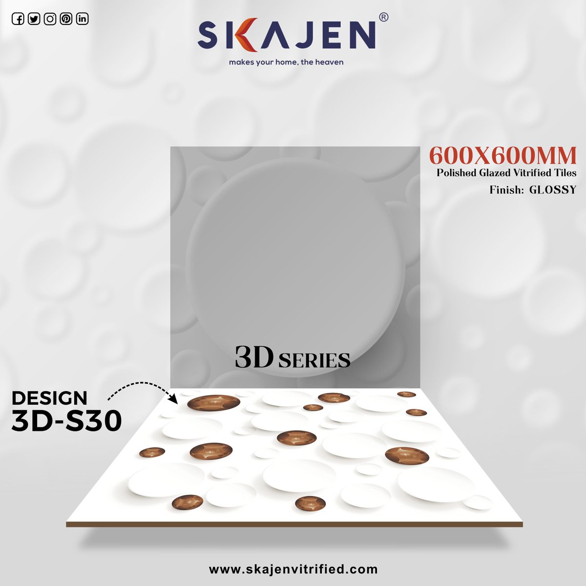 Give your spaces an original style with the perfect fusion between minimalism and creativity expressed through our 3D design tiles.

#3dtiles #3dseries #3dDesign #glossytiles #glazedtiles #skajen #glazed #vitrified #design #architecture #tile #interior #homedecor #flooring