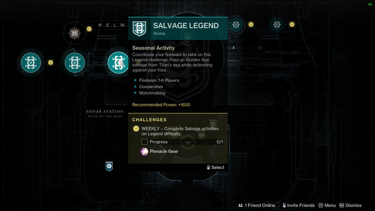 BarnySkii's tweet photo. @BungieHelp The 'Salvage Legend' activity says it has matchmaking when it doesn't in practice. https://t.co/eaQoHCWA8d