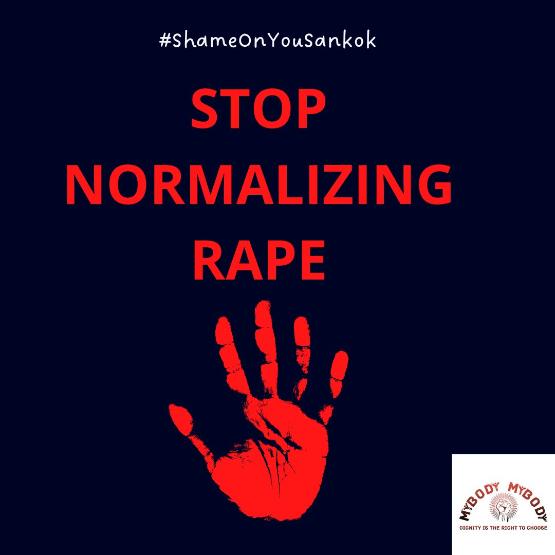 We have a right to say NO!!!
#OurBodiesOurChoice 
@olesankok respect  the dignity of our girls and women.How I wish you knew how survivors of Rape go through!You represent us and this is a violation our rights.
#ShameOnYouSankok