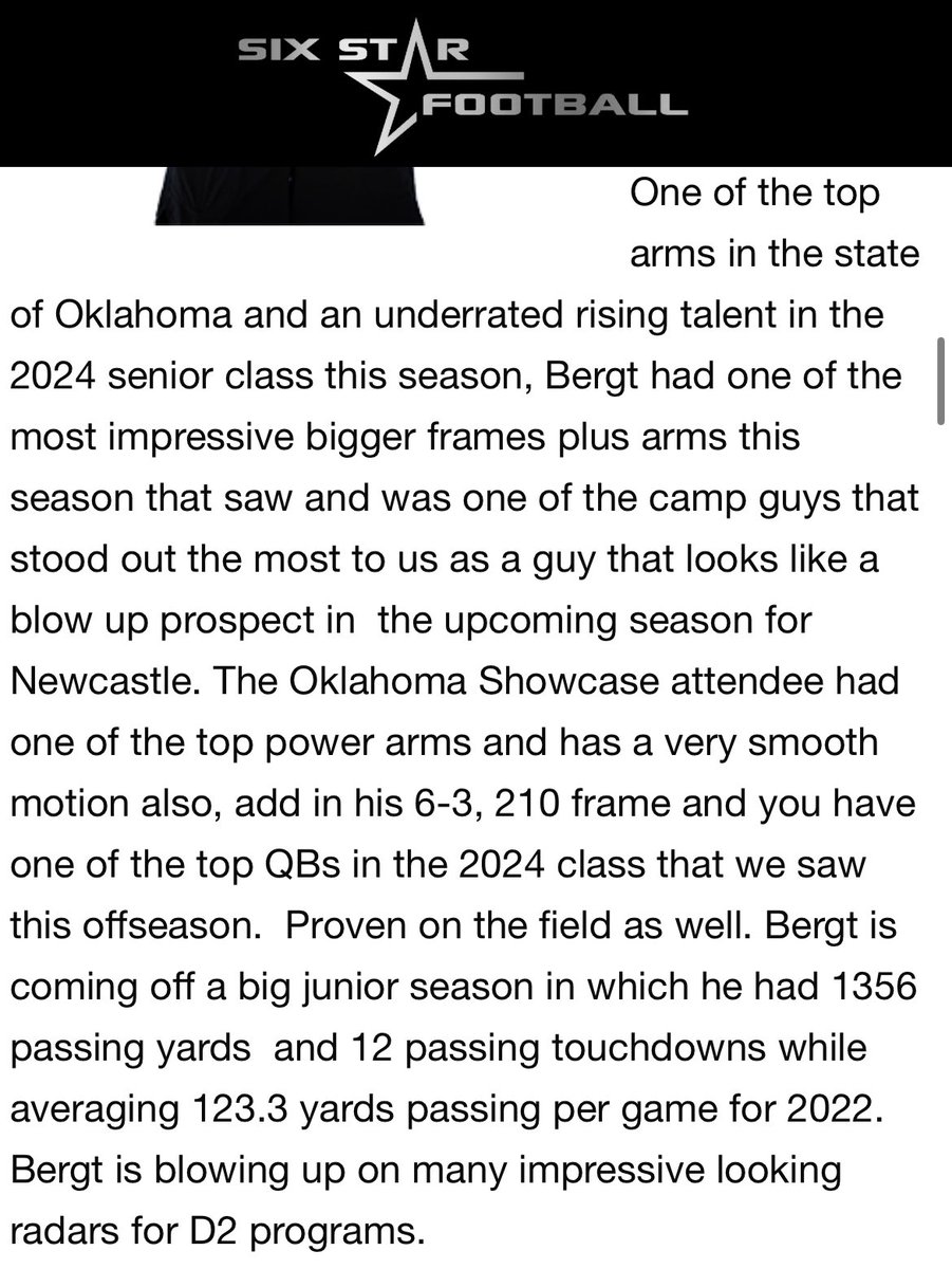 Thank you <a href="/6starfootballOK/">Six Star Football | OKLAHOMA</a> for the write up‼️ <a href="/NewcastleFTBL/">Newcastle Racer Football</a> <a href="/AsoPogi/">Aso Pogi</a> <a href="/recruit_route/">Recruit_Route (Powered by Bedford Agency)</a> #ALLN #RecruitRacers