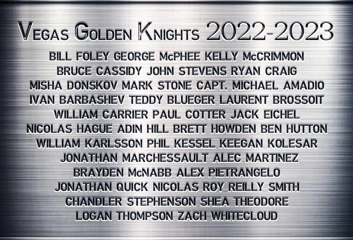 GoldInTheNetAB's tweet photo. You dream about it from the first time you pick up a #hockey stick 🏒
🥲
#Goalie by committee this season &amp; Adin Hill finished off strong.
🏆
Congrats to Adin Hill, Jonathan Quick, Laurent Brossoit, Logan Thompson and the Vegas #GoldenKnights!
👏 🎉
2022-23 #STANLEYCUP CHAMPIONS! https://t.co/OL6yoeArPt