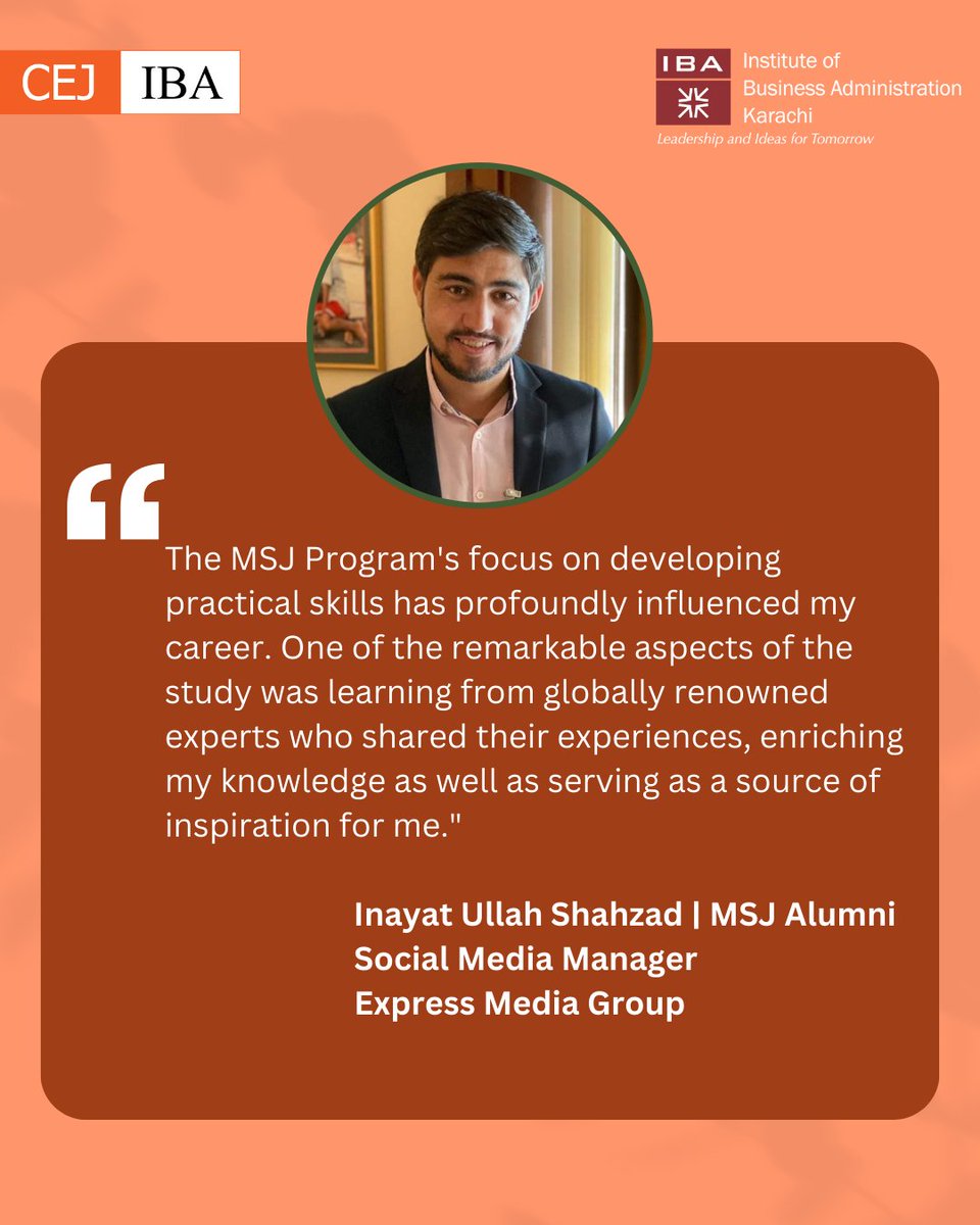 CEJatIBA's tweet image. Real stories, real impact! 

Discover the power of the MS in Journalism Program through the inspiring testimonial of our MSJ Alumni @IuShahzad!

#CEJatIBA #MSinJournalism