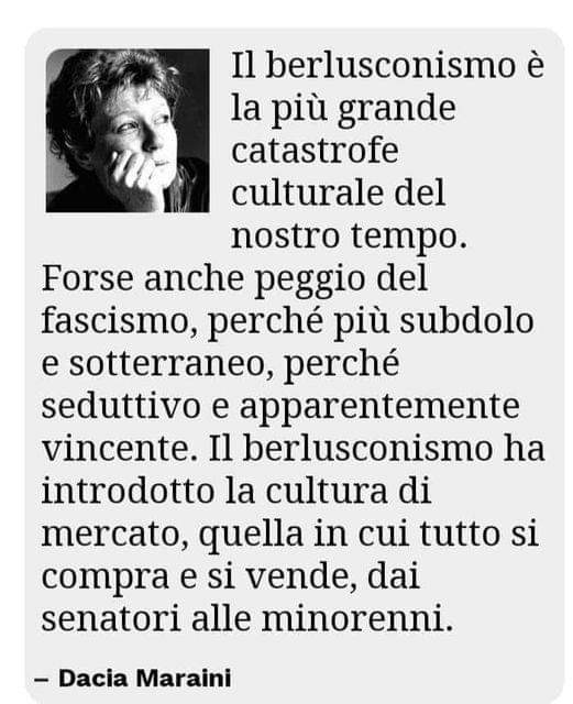 Da cittadina italiana NON partecipo al #LUTTONAZIONALE.
#DaciaMaraini una fra le mie scrittrici preferite a proposito di
#SilvioBerlusconi